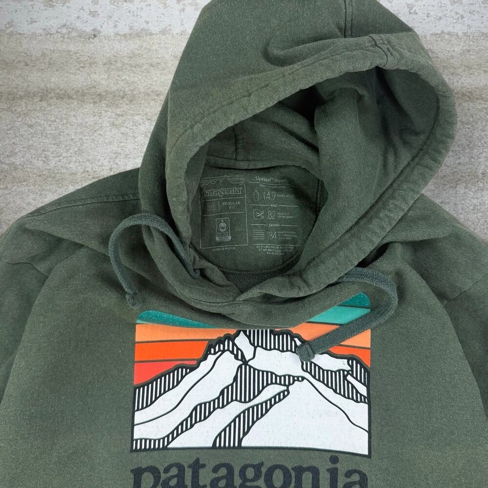 Vintage Y2K Patagonia Hoodie Mens M Dark Green Cotton Pullover - Picture 3 of 3